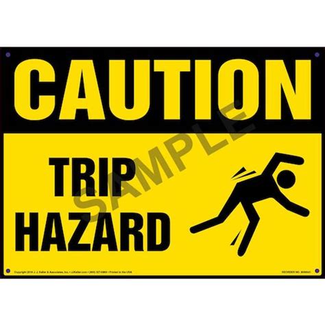 OSHA Tripping Hazard Sign With Image J J Keller