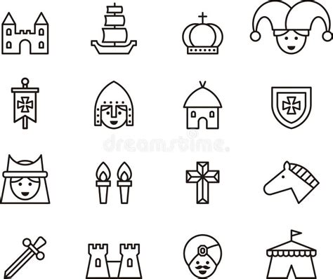 Outline Set Of Medieval Icons Stock Photo - Image: 60584294