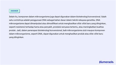 SOLVED Pada Penerapan Bioteknologi Konvensional Apakah