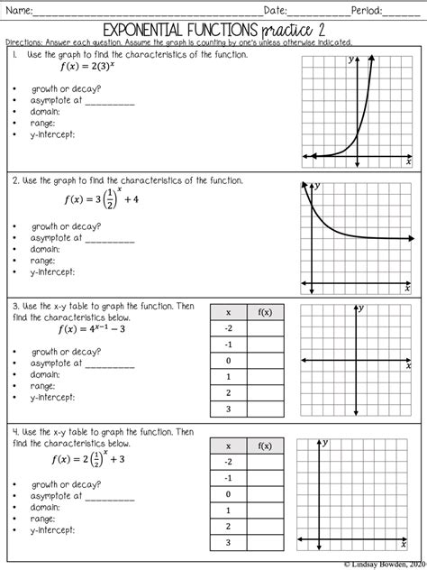 Exponential Functions Notes and Worksheets - Lindsay Bowden