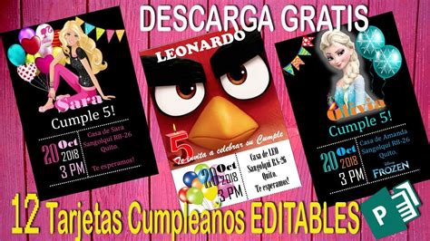 Descarga Gratis Pack Tarjetas De Invitaci N Editables Para Cumplea Os