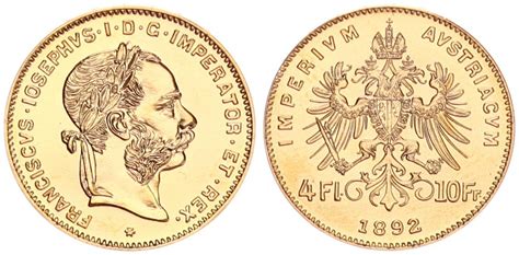 Sterreich Ungarn Florin Sp Tere Pr Gung Franken Gold Franz