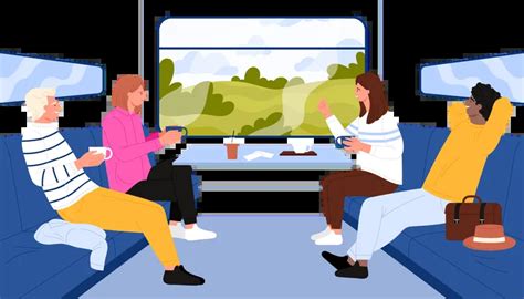 People Travel In Train Compartment Illustration Free Download