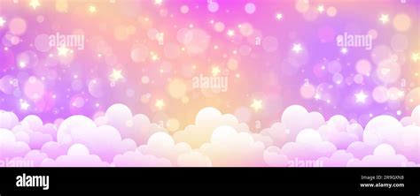 Pastel sky background with clouds and star. Fantasy soft color ...