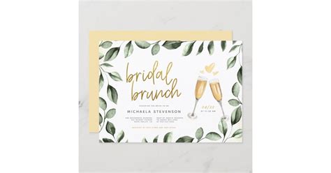 Bridal Brunch Champagne And Eucalyptus Bridal Shower Invitation Zazzle