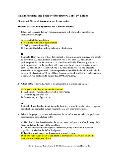 Solution Chapter 4 Practice Exam Perinatal And Pediatric Respiratory