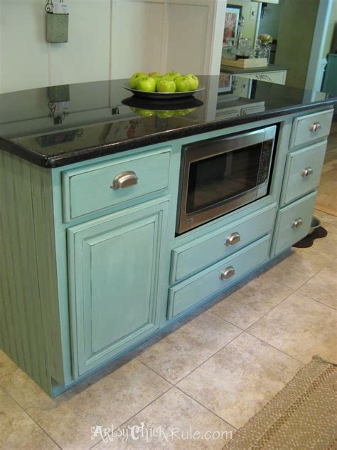 Kitchen Island Makeover Duck Egg Blue Chalk Paint Artsy Chicks Rule