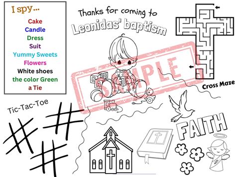 Baptism, Christening Coloring Placemat - Etsy