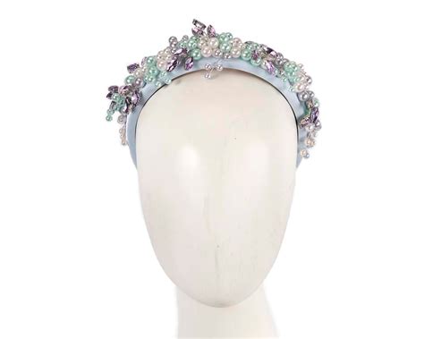 Multi Color Pearl Crystals Fascinator Headband By Cupids Millinery