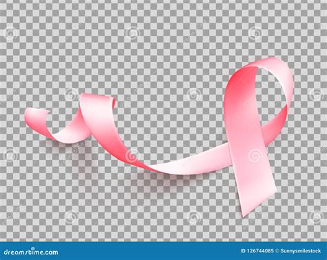 Realistic Pink Ribbon Isolated Over White Background Symbol Of Breast