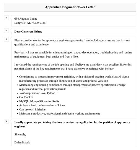 Apprentice Engineer Cover Letter Velvet Jobs