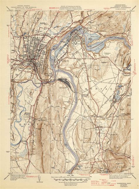 U S Geologic Survey 1947 Map Of Greenfield Massachusetts Art Source International