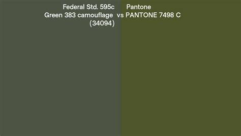 Federal Std. 595c Green 383 camouflage (34094) vs Pantone 7498 C side ...