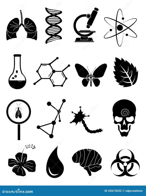 Biology Science Icons Set Stock Vector Image 45673032