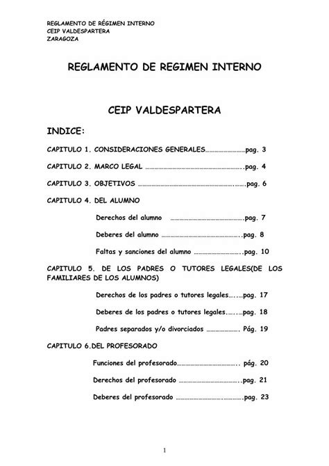 Pdf Reglamento De Regimen Interno Ceip Valdespartera Nuestra