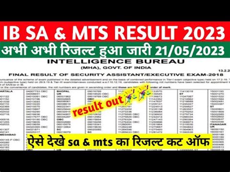 Ib Sa Mts Result 2023 Kaise Dekhe Ib Result 2023 Sa Security