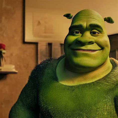 Photorealistic Shrek At A Job Interview Octane Stable Diffusion