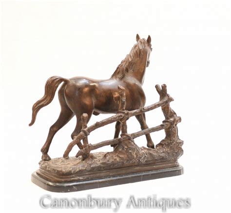 French Bronze Horse Statue - Equestrian Pony Mene