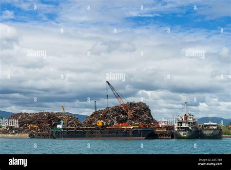 Trash Container On The Cargo Vessel Ship At The Sea Hi Res Stock