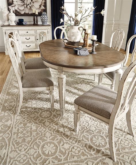 Realyn Round Oval Dining Table W 6 Ribbon Back Chairs 7pc Set Bon Appétit This 7 Piece