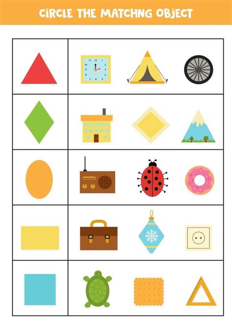 Hoja De Trabajo Para Aprender Formas Geom Tricas Objetos Coincidentes