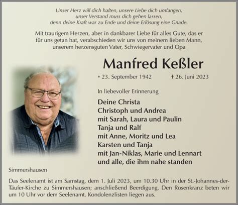 Traueranzeigen von Manfred Keßler trauer36 de