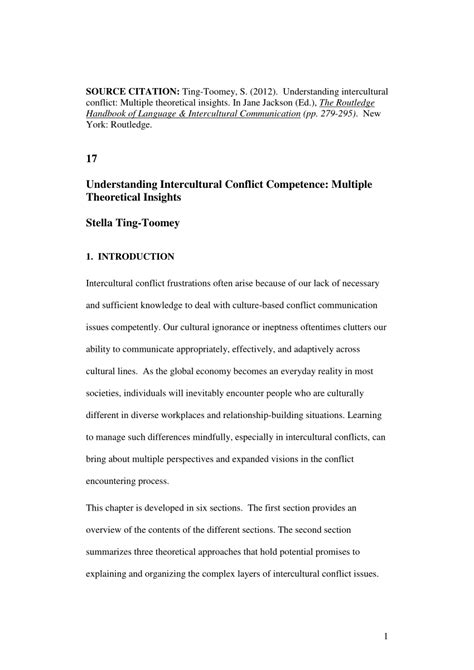 Pdf Understanding Intercultural Conflict Competence Multiple