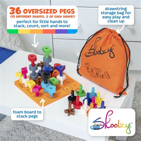 Skoolzy Sensory Peg Board 38 Piece Set Stem And Montessori Learning