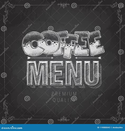 Chalk Drawing Typography Coffee Menu Design Lettering Poster Stock