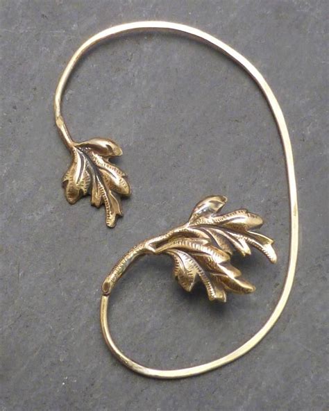 Sylvan Ear Wrap Brass Leaf Ear Cuff Wrap Etsy Ear Cuff Diy Leaf Ear