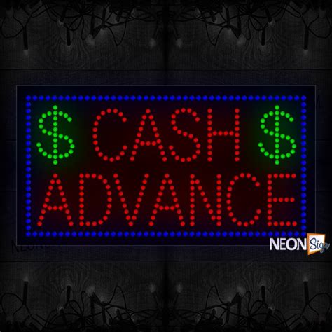 Cash Advance With Border LED Bulb - NeonSign.com