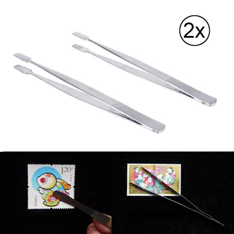 Pcs Craft Tweezers Silver Stainless Steel Stamp Tweezers For Stamps Ebay