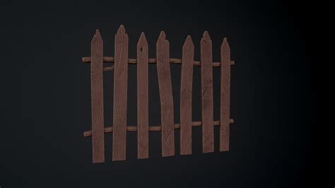 Stylized Wood Fence 3d Model Low Poly Cgtrader