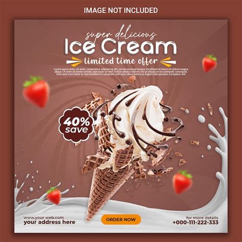 Premium PSD Super Delicious Ice Cream Social Media Post Template