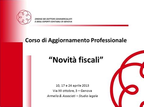 Corso Di Aggiornamento Professionale Novit Fiscali E