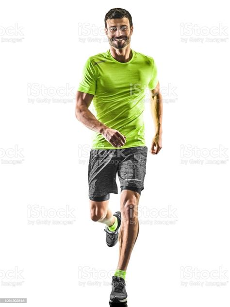 Man Runner Running Jogger Jogging Isolated Silhouette White Back Stock