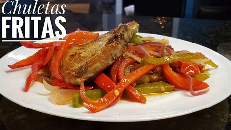 Chuletas Fritas Con Vegetables Salteados Fried Pork Chops With Fried