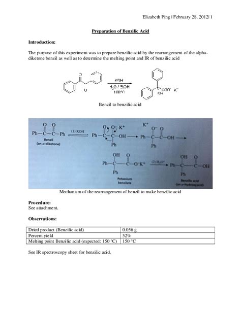 Doc Preparation Of Benzilic Acid