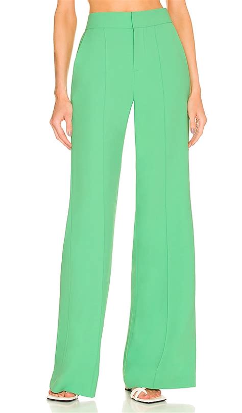 Alice And Olivia Dylan High Waisted Wide Leg Pants In Green Modesens