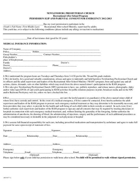 Fillable Online Youth Group Parental Consent Form Fax Email Print