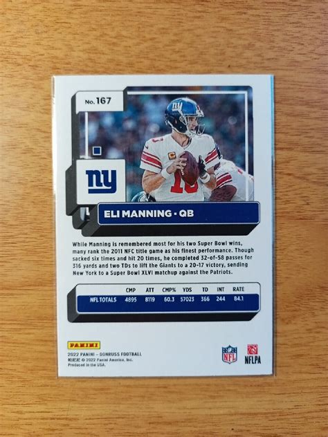 Eli Manning Panini Donruss Blue Press Proof Football Card