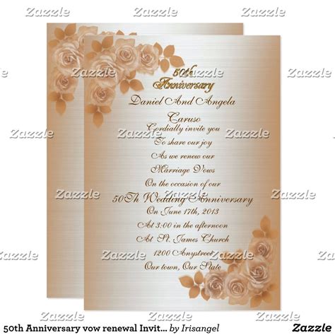 50th Anniversary Vow Renewal Invitation Roses Zazzle Vow Renewal