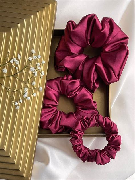 Scarlet Satin Scrunchie Pack Satin Hair Tie Bridesmaid Etsy Diy Hair