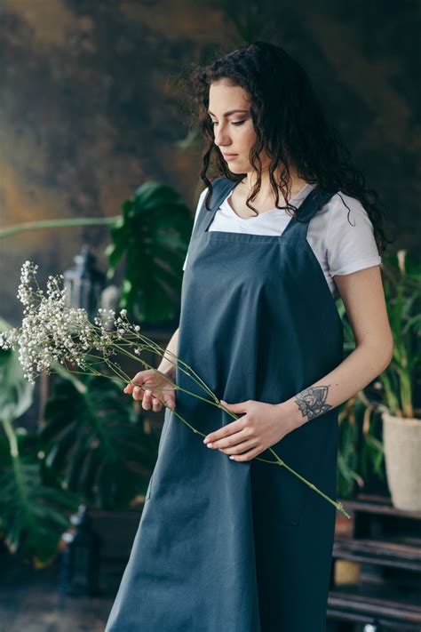 Navy Pinafore Apron