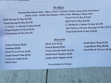 Menu At Cajun Seafood Shack Restaurant Hawthorne