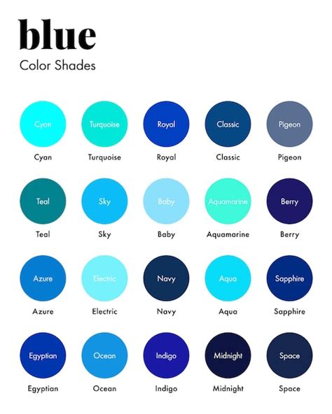 Premium Vector Palette Of Blue Shades With Corresponding Names