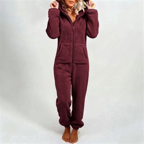 Dianli Cozy Loungewear Hooded Jumpsuit Pajamas for Women Winter Warm