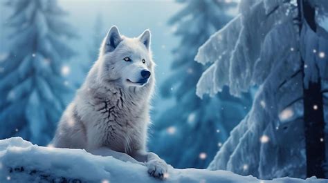 Premium AI Image | Wolf in the snow with snow background free download