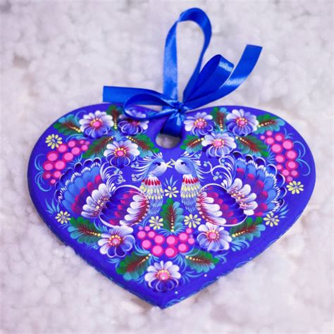 Hand Painted Wooden Heart With Peacocks Personalized T 29512 From