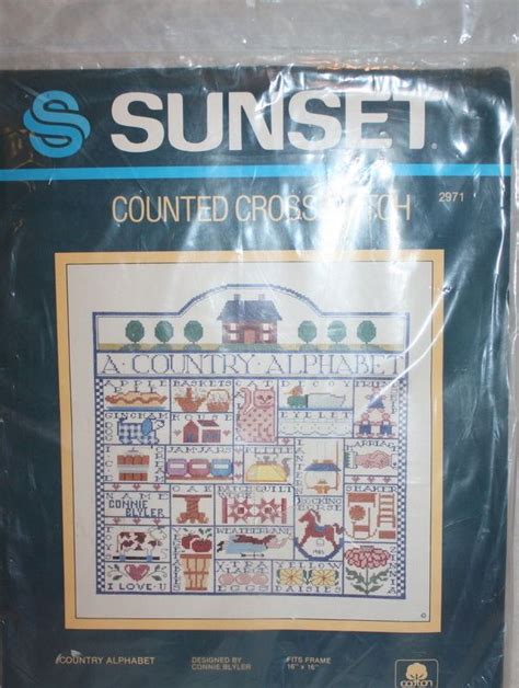 Vintage Sunset Counted Cross Stitch Kit 16x16 Country Alphabet 2971